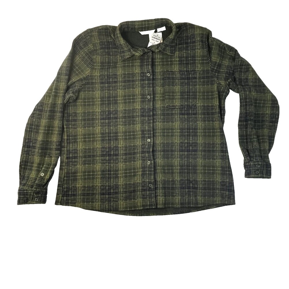 NWT Orvis Womens Flannel Shirt XL Green Black Checked Button Up Fall/Winter